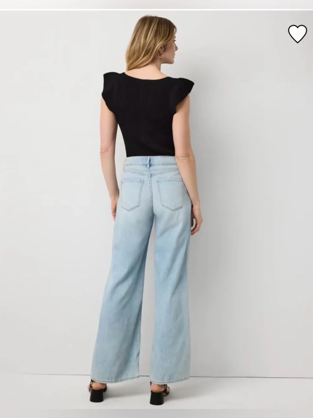 White House Black Market High Rise Lightweight Wide-Leg Jeans ~ Light Blue - Picture 2 of 10